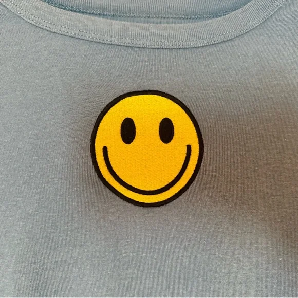 Blue Smiley Face Crop Top - Picture 6 of 6
